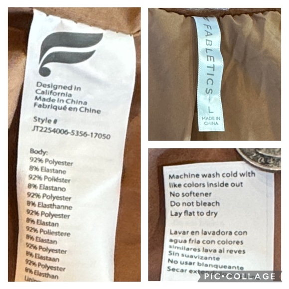 Fabletics Wonder Crush Velour Cropped Puffer Jacket in Teddy Size L - Picture 14 of 15